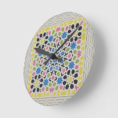 「アラビア人からのアルハンブラからのモザイクデザイン、 ラウンド壁時計 (傾斜)