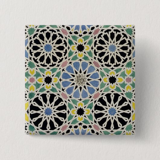 「アラビア人からのアルハンブラのモザイク模様の歩道、 缶バッジ (正面)