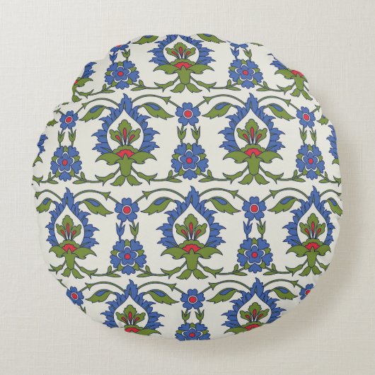 アラビア伝統的語: Iznik Tileシームレス。 ラウンドクッション (正面)