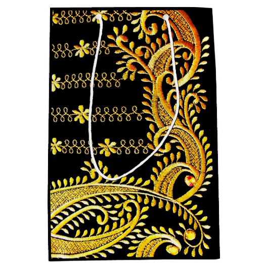 アラビア刺繍 ミディアムペーパーバッグ (正面)