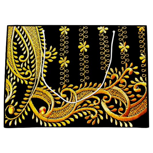 アラビア刺繍 ラージペーパーバッグ (正面)