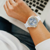 アラビア数字のブルーマーブルウォッチ - エレガント 腕時計