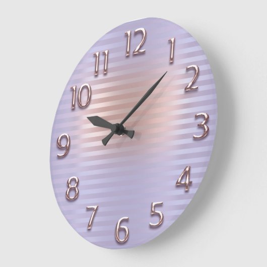 アラビア数字の線パープルバラ赤面 ラージ壁時計 (傾斜)