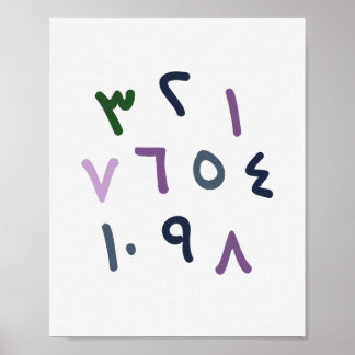 アラビア数字チャート　イスラム教の保育園の装飾 ポスター