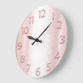 アラビア数字バラエレガントピンクメタリック3D ラージ壁時計 (傾斜)