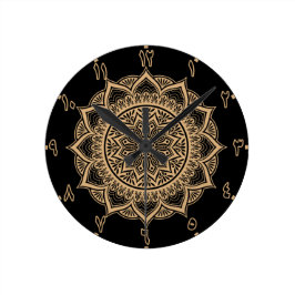 アラビア数字マンダラ ラウンド壁時計