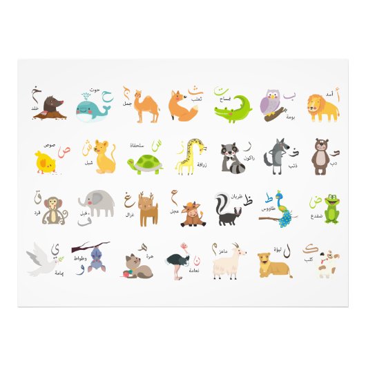 アラビア文字の動物الحروف العربية フォトプリント            (正面)