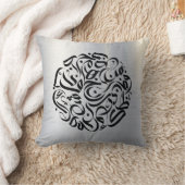 アラビア文字（黒）円دائرة الحروف العربية クッション (ブランケット)