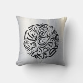 アラビア文字（黒）円دائرة الحروف العربية クッション (正面)