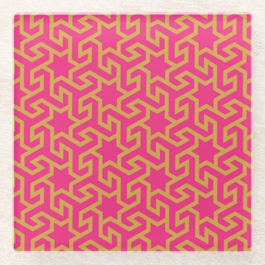 アラビア星型模様 ガラスコースター (正面)