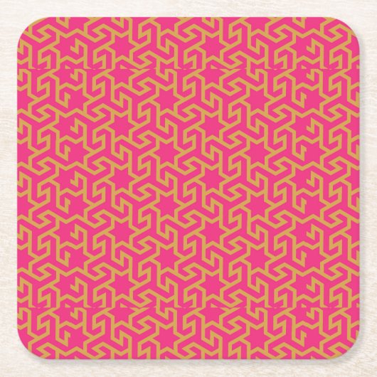 アラビア星形パターン スクエアペーパーコースター (正面)