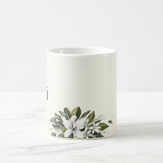 アラビア書道と水彩オレンジの花 コーヒーマグカップ (中央)