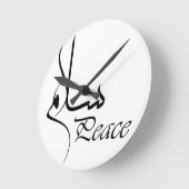 アラビア書道と黒い平和「サラム」 ラウンド壁時計 (傾斜)