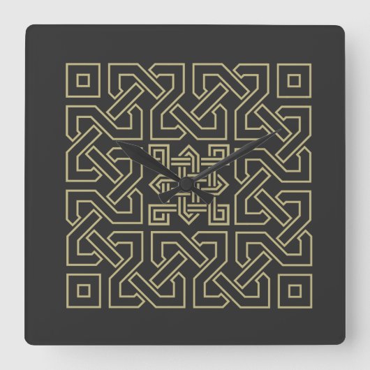 アラビア書道要素シンボルイスラムオーナメント スクエア壁時計 (正面)