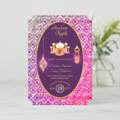 アラビア結婚のカップル婚約リハーサルディナー 招待状 (スタンド正面)