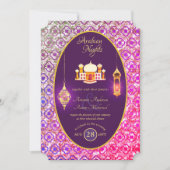 アラビア結婚のカップル婚約リハーサルディナー 招待状 (正面)