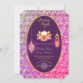 アラビア結婚のカップル婚約リハーサルディナー 招待状