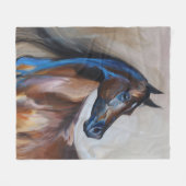 アラビア絵を描馬 フリースブランケット (正面(横))