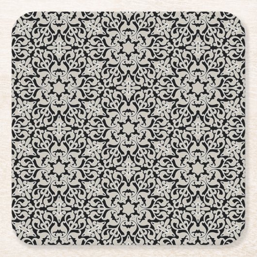 アラビア花パターン スクエアペーパーコースター (正面)