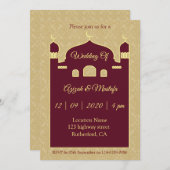 アラビア語のダマス結婚ク背景 招待状 (正面/裏面)