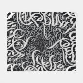 アラビア語の文字（黒と白） フリースブランケット (正面(横))