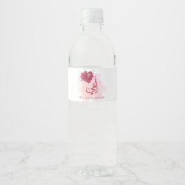 アラビア語の母の日の書道とバラ-ハート ペットボトルラベル