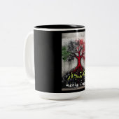 アラビア語の詩الأشجار تموت واقفة اشعار ツートーンマグカップ (正面左)