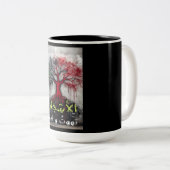 アラビア語の詩الأشجار تموت واقفة اشعار ツートーンマグカップ (正面右)