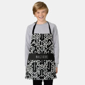 アラビア語のK多角形と線の幾何学的パターン エプロン (着用した状態)