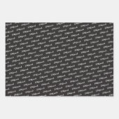 アラビア語イードムバラクかわいいブラックスターパターン引用文 ラッピングペーパーシート (正面)