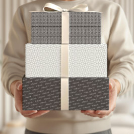 アラビア語イードムバラクかわいいブラックスターパターン引用文 ラッピングペーパーシート