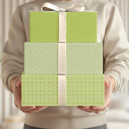 アラビア語イードムバラックキッズグリーンスターパターン引用文 ラッピングペーパーシート