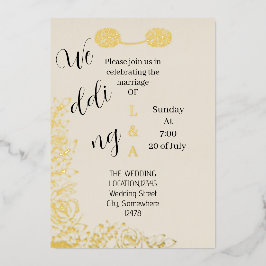 アラビア語ロマンチックユニークシンプルミニマル 箔招待状