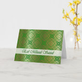 アラビア語誕生日グリーンモザイク金ゴールドグリーティングカード カード (黄色い花)