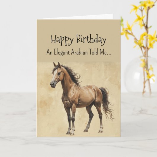 アラビア馬の個性誕生日 カード (黄色い花)