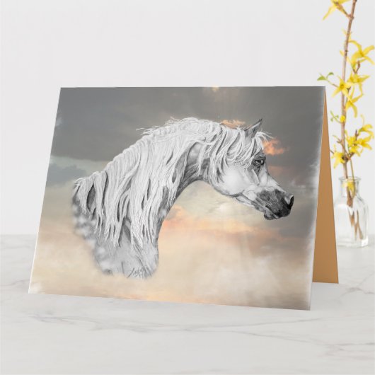 アラビア馬カード カード (黄色い花)