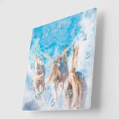 アラビア馬冬尾 スクエア壁時計 (傾斜)