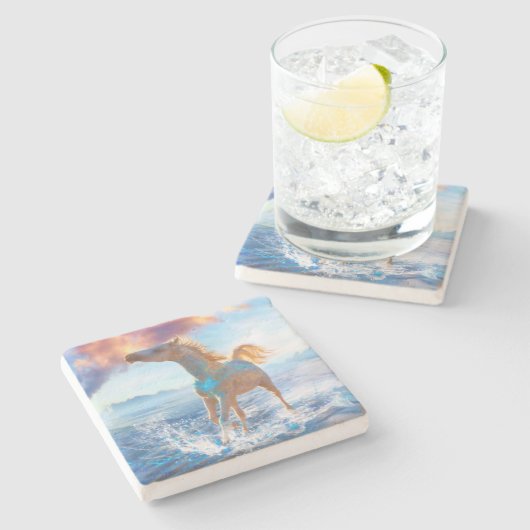 アラビア馬「星の島の馬」 ストーンコースター (横)