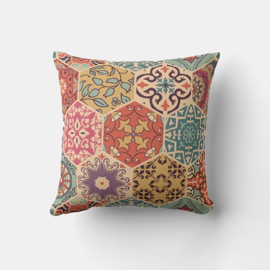 アラビ語、カラフルとのシームレスなパッチワークタイル クッション (裏面)