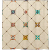 アラビ語、カラフルとのシームレスなパッチワークタイル シャワーカーテン (正面)