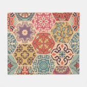 アラビ語、カラフルとのシームレスなパッチワークタイル フリースブランケット (正面(横))