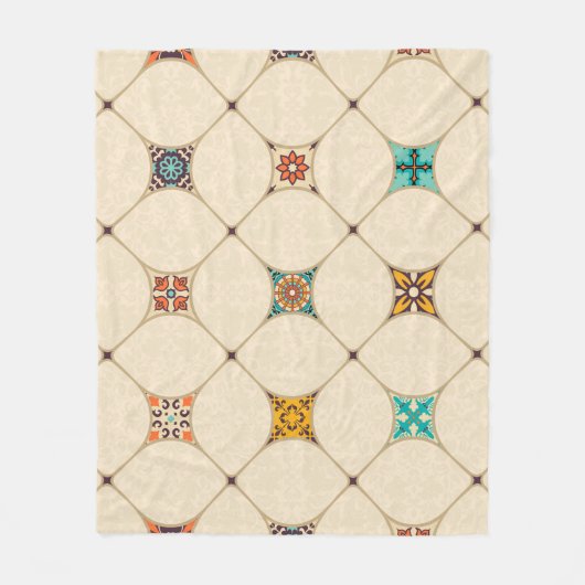 アラビ語、カラフルとのシームレスなパッチワークタイル フリースブランケット (正面)
