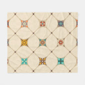 アラビ語、カラフルとのシームレスなパッチワークタイル フリースブランケット (正面(横))