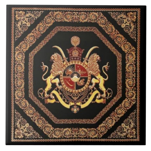 アラブのイスラムの紋章ブラックセラミックタイル タイル (正面)