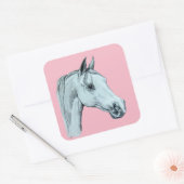 アラブホースペンシルポートレートオンピンク背景 スクエアシール (封筒)