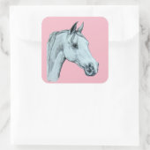 アラブホースペンシルポートレートオンピンク背景 スクエアシール (バッグ)