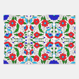 アラブ中東産フローラタイル模様 ラッピングペーパーシート
