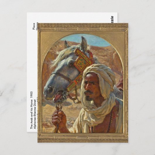 アラブ人と彼の馬バイジネ ポストカード (正面/裏面)