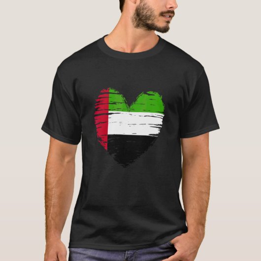 アラブ統一された首長国ハートエミラティ国旗Emirati Pr Tシャツ (正面)