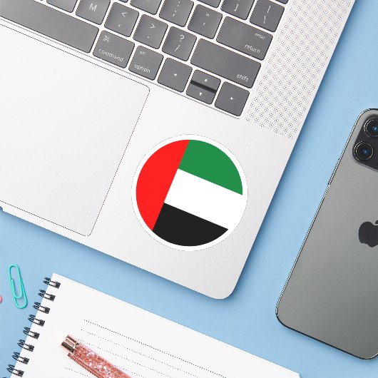 アラブ統一された首長国連邦国旗の丸いシール シール (ノートパソコンとiPhone)